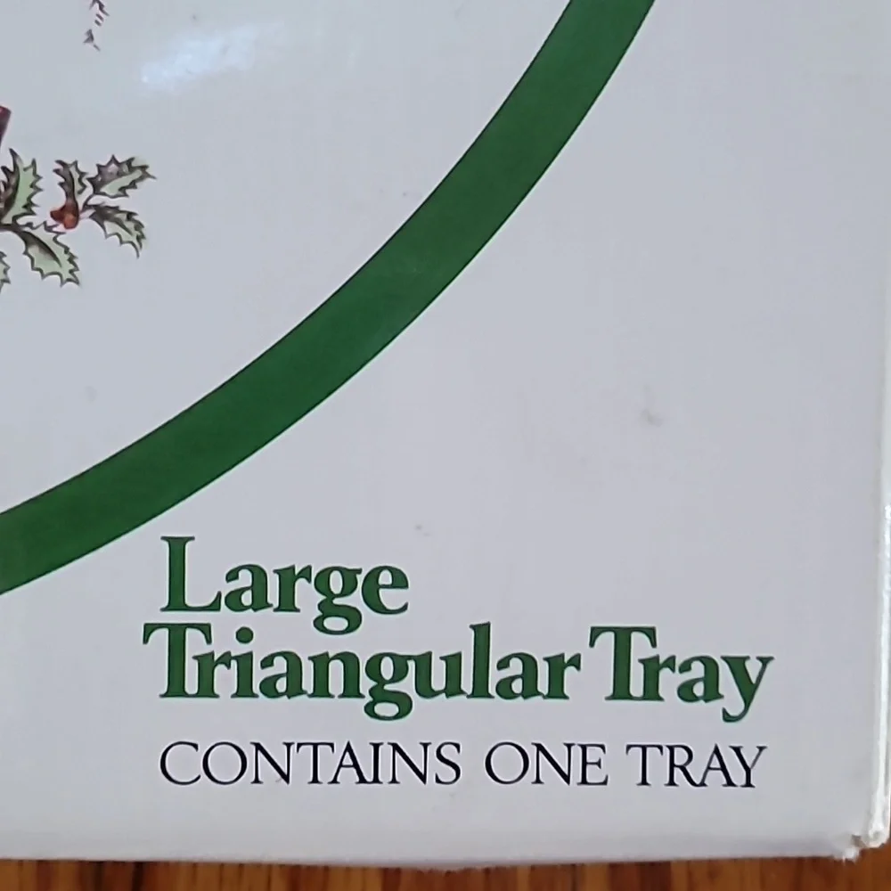 Vintage Fine Porcelain Spode Christmas Tree Large Triangle Tray Plate & Box